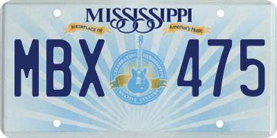 MS license plate MBX475