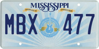 MS license plate MBX477