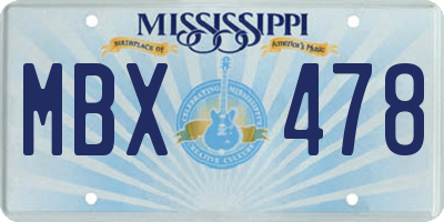 MS license plate MBX478