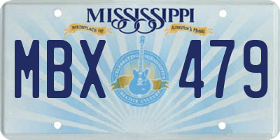 MS license plate MBX479