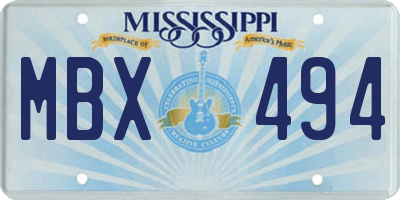 MS license plate MBX494