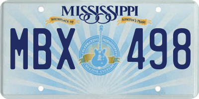 MS license plate MBX498