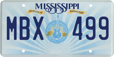 MS license plate MBX499