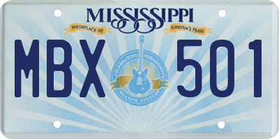MS license plate MBX501