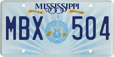MS license plate MBX504