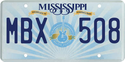 MS license plate MBX508