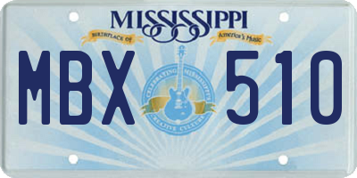 MS license plate MBX510