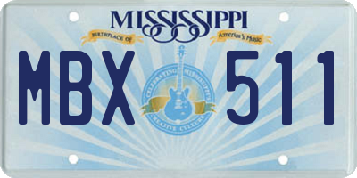 MS license plate MBX511