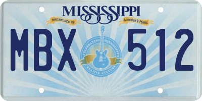 MS license plate MBX512