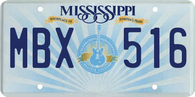 MS license plate MBX516