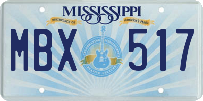 MS license plate MBX517