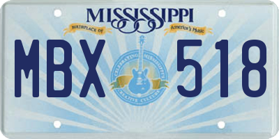 MS license plate MBX518