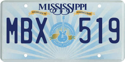 MS license plate MBX519
