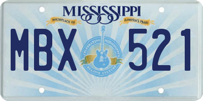 MS license plate MBX521