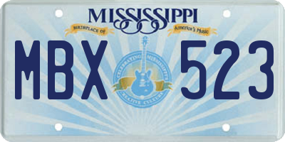 MS license plate MBX523