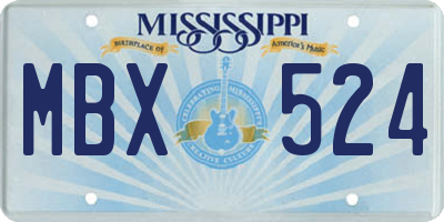 MS license plate MBX524