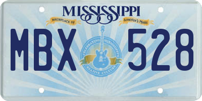 MS license plate MBX528