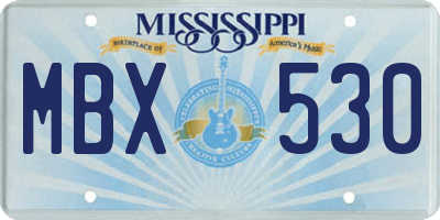 MS license plate MBX530