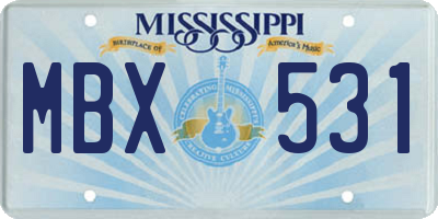 MS license plate MBX531