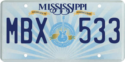 MS license plate MBX533