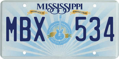 MS license plate MBX534