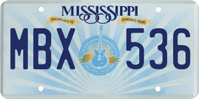 MS license plate MBX536