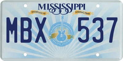 MS license plate MBX537