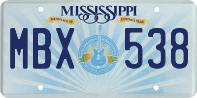 MS license plate MBX538