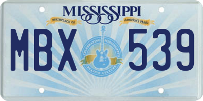 MS license plate MBX539