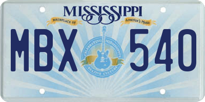 MS license plate MBX540