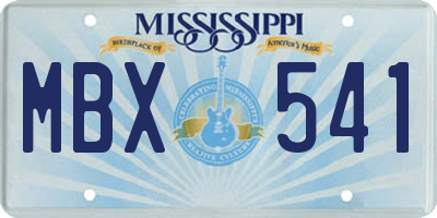 MS license plate MBX541