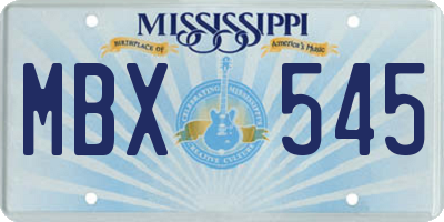 MS license plate MBX545
