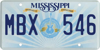 MS license plate MBX546