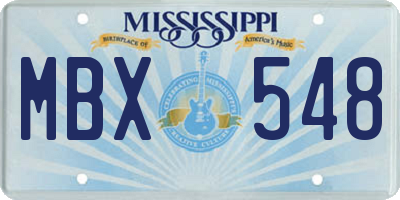 MS license plate MBX548