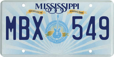 MS license plate MBX549