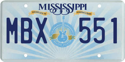 MS license plate MBX551