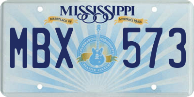 MS license plate MBX573