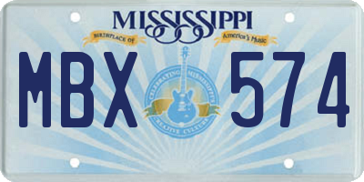 MS license plate MBX574