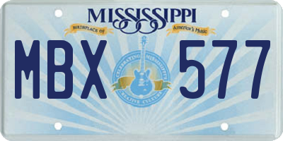 MS license plate MBX577