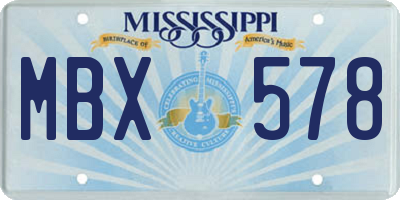 MS license plate MBX578