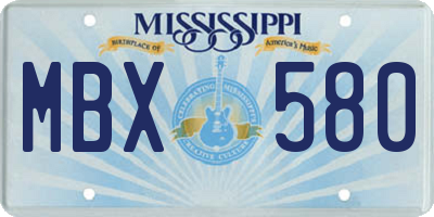 MS license plate MBX580