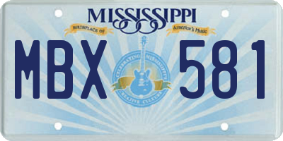 MS license plate MBX581