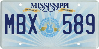 MS license plate MBX589