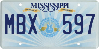MS license plate MBX597