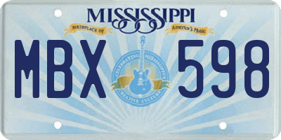 MS license plate MBX598