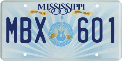 MS license plate MBX601