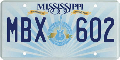 MS license plate MBX602