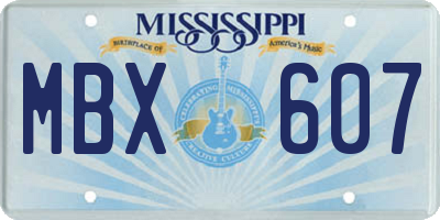 MS license plate MBX607