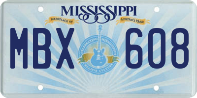 MS license plate MBX608