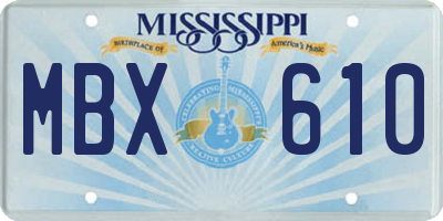 MS license plate MBX610